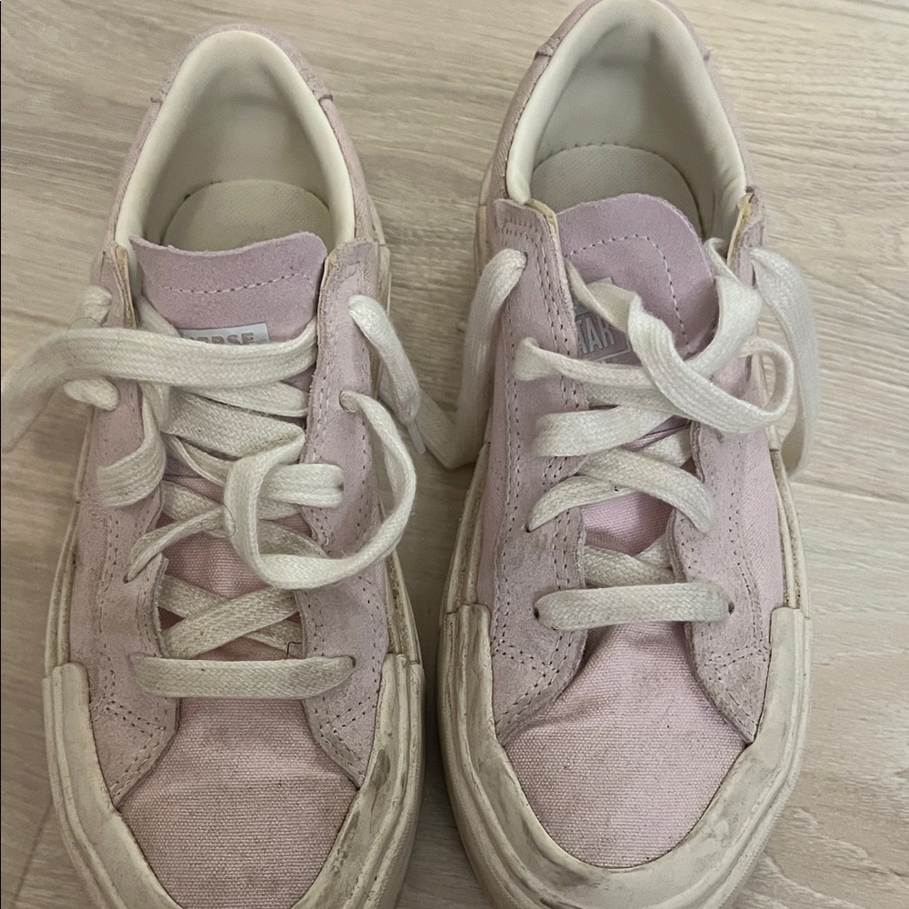 Lavender Converse Sneakers with White Laces